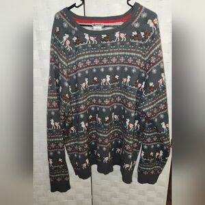 Disney Parks Mens Holiday Sweater with Micky Pulling Sled Pattern Sz XL